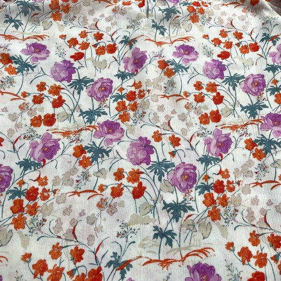 Womens Ann Taylor ruffle split neck top Floral print top - Picture 7 of 16